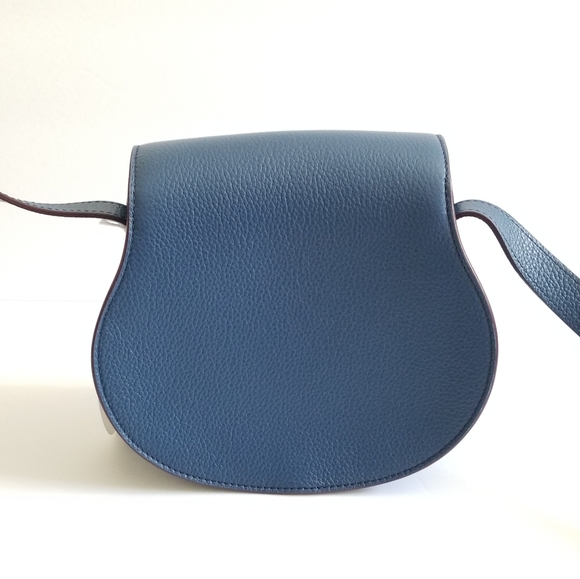 Chloé Small Marcie Saddle Leather Crossbody Bag Blue - Picture 3 of 7